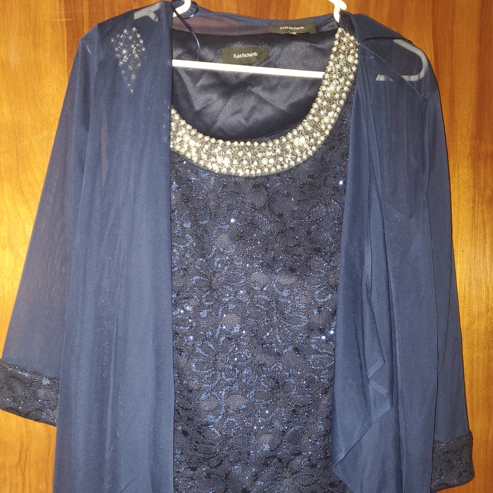 R&M Richards 3 pc Navy colored Pantsuit
